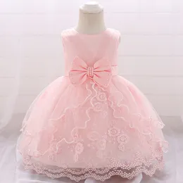 Pink White Baby Girl Dress 1st Birthday Dress For Christmas Kids Clothing Child Christening Princess Evening Clothing Vestidos