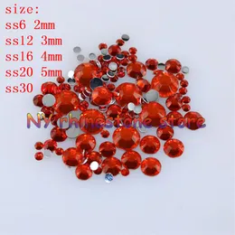 1000-10000 pçs saco 2-6mm laranja vermelho resina cristal strass flatback super brilho arte do prego strass decoração do casamento applique no273a