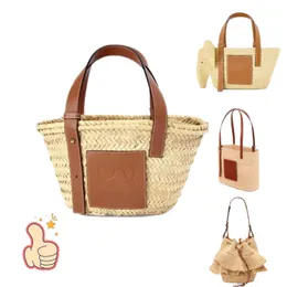 Luxurys Bucket Pochette Summer Weave Cross Body Clutch Beach Bags Womans Raffia Basket Straw Anagram axelväska Fold Shopper A5 Totes Handväska Mens Designer Väskor