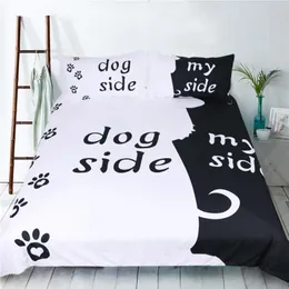 Black And White Cat And Dog Printed Bedding Suit Quilt Cover 3 Pics Duvet Cover High Quality Bedding Sets Bedding Supplies Home Te2925