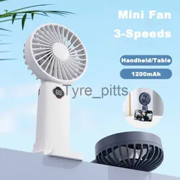 Portable Air Coolers Mini Handheld Fan Rechargeble Portable Air Cooler 3-växlad vindjusterbara tyst skrivbordselektriska fläktar med HD Digital Display X0729