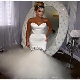 Mütevazı Arap Denizkızı Gelinlik 2019 Sweetheart Kristaller Şapel Tren Özel Bahçe Artı Boyut Ülke Gelin Gowns Real234z