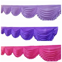 6m Ice Silk Swag Drape Valance Fir For Backdrop Curtain Table Skirt Wedding Stage Background Curtain Decoration314U