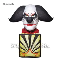 grappige gigantische opblaasbare clown model halloween decoraties figuur ballon 3m airblown replica joker hoofd standbeeld met stenen terras voor carnaval evenement