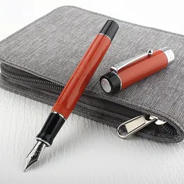 Canetas-tinteiro para presente Jinhao 100 Caneta-tinteiro de resina centenária vermelha com Jinhao EF/F/M/Bent Nib Conversor para escrita Caneta para presente para escritório comercial 230720