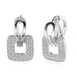 Clip-on & Screw Back Kzce146 Trendy Cubic Zirconia Earrings Square Ear Clip With White Rhinestones Colorful226z