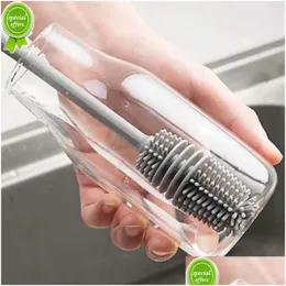 أدوات المطبخ الأخرى الجديدة Sile Cup Brush Scrubber Glass Cleaning Tool Long Handle Drink WineGlass Bottle Drop
