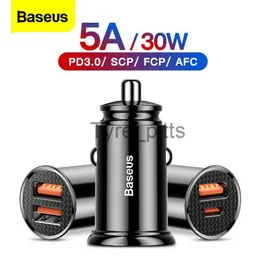 Outras Baterias Carregadores Baseus USB Car Charger Quick Charge 4.0 QC 4.0 3.0 QC3.0 SCP 5A PD Type C 30W Fast Charging USBC Phone Charger For iPhone Xiaomi x0720