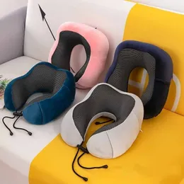 Kudde minne skum Ushaped Neck Pillow Soft Travel Massage Sleep Aircraft Car Spine Bed tupplur 230719