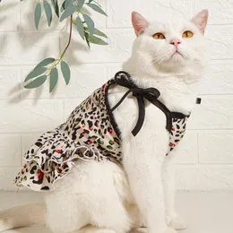 Dog Apparel Dress Dots Printing Ruffle Hem Fasten Belt Pet Vest Puppy Sleeveless Clothes For Home Wear