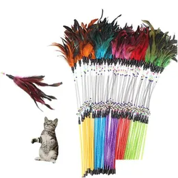 Cat Toys Pet Feather Spring Stick Teaser Kitten Interactive Bell Rod Wand Playing Toy Drop Delivery Home Garden Supplies Dhrex