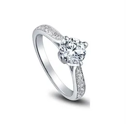 Fina ringar oss GIA -certifikat 18K White Gold 1 CT Moissanite Engagement for Women Hearts and Arrows Wedding Diamond Rings2234