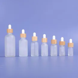 Vendita calda Coperchi di bambù portatili Clear Bottles da contagocce in vetro vuoto per olio essenziale ABMTV