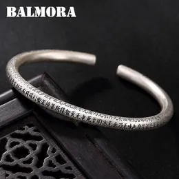 Bangle Balmora Solid 999 Pure Silver Sutra Buddhism Bangles For Women Mother Lover Gift Fashion Jewelry Accessories Esposas JWB5010 230719