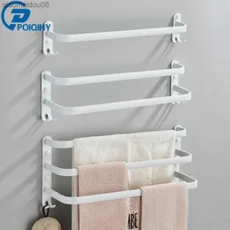 White Bathroom Towel Rack 3 Layers No Drill Towel Holder Shower Rack Aluminum alloy Storage Shelf Bathroom Accessories Towel Bar L230704