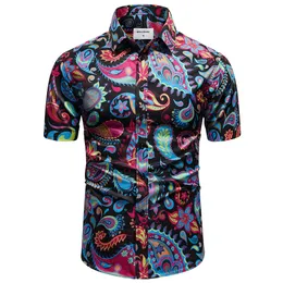 Mens Casual Shirts Summer Fashion Retro Flower Pattern Design Short Sleeve Men AllMatch Multicolor Optional Male Shirt 230720