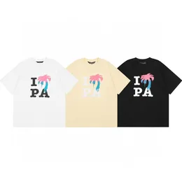 I Love PA Classic T-Shirt Mangas Curtas T-shirt em Jersey de Algodão Branco Uma PALMA Multicolorida e um LOGOTIPO BLACK ANGELS