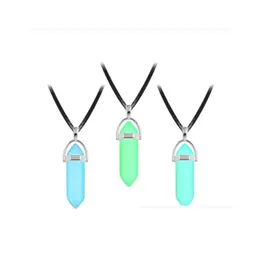 Pendant Necklaces Luminous Stone Hexagon Fluorite Charm Natural Crystal Necklace Drop Delivery Jewelry Pendants Dhgarden Dhkyz