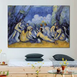 Contemporary Abstract Art on Canvas Large Bathers 1900 Paul Cezanne Textured Handmade Oil Painting Wall Decor