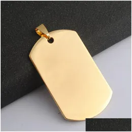 Charms Gold Color Engravable Stainless Steel Dog Tag Shape Jewelry Findings For Men Women Pendant Necklaces Drop Delivery Components Dhjvd
