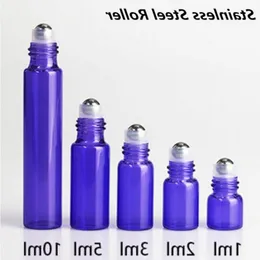 Mor 1ml 2ml 3ml 5ml 10ml Koku Parfüm Cam Şişeler Üzerinde Rulo Esansiyel Yağ Şişesi Çelik Metal Roller Top DHL ÜCRETSİZ Nakliye Tblar