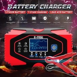 12V-24V 8A Fullständig automatisk bilbatteriladdare Power Pulse Repair Chargers Wet Dry Lead Acid Batteriladdare 7-stegs laddning201m
