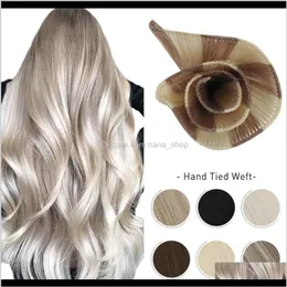 Wefts 10a, привязанная к утечнику, наращивание утка 100 -процентных человеческих волос шелковистые прямые невидимые бразильская блондинка шить
