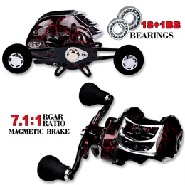 Fishing Reel Bait 7 11 Baitcasting Casting Reels Metal Fishing Reel Aluminum Alloy 18 1BB Spool 10KG Max Drag265Q