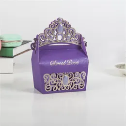 100 шт. Лот Royal Shiny Gemstone Crown Candy Box Свадебная вечеринка Favors Box Baby Show