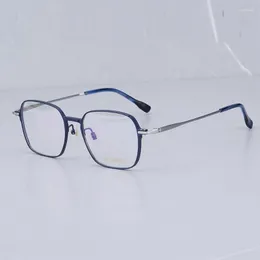 サングラスフレーム眼鏡純粋なチタンデザイナースクエアメガネゴールドメンファッション眼鏡眼鏡女性ビジネスアイウェアとケース