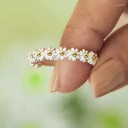 Clusterringe Vintage Sweet Daisy Blume für Frauen offen verstellbarer Ring Elektroplierend Manschette Hochzeitsvergütung Schmuck Geschenk