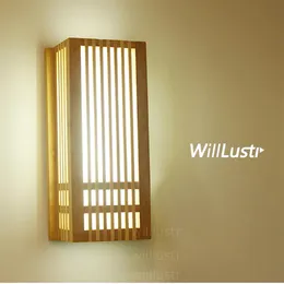 Led Bambu Duvar Sconce Ahşap Lamba Japonya Tarzı Aydınlatma Odası Restoran Bar Kafe Elde Yatak Odası Salonu Izakaya Lobi Doğal Bam290K