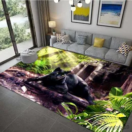 Carpets Panther Carpet Black Leopard Rug for Living Room Large Area Rug Animal Lion Tiger Doormat for Bedroom Home Decoration Tribal Rug R230720