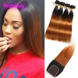 Brazilian Human Hair Silky Straight 1B 30 Bundles With 4X4 Lace Closure Virgin Hair Wefts With Closure Middle Three Part 8-28235t
