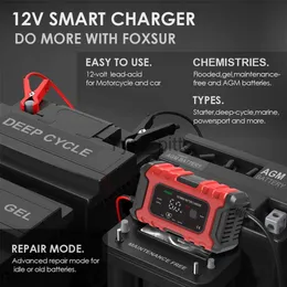 Andere Batterien Ladegeräte Auto-Motorrad-Batterieladegerät 12V 6A Digitale Reparatur Vollautomatisches Smart-Ladegerät für Blei-Säure-Batterien Autozubehör x0720
