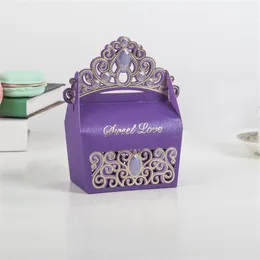 100pcs lot Royal Shiny Gemstone Crown Candy Box Wedding Party Favors Box 베이비 샤워 생일 파티 사탕 박스 웨딩 기념품 Can235Z