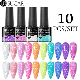 Żel paznokciowy cukier 10pcsset Zestaw Polowy płatek śniegu 7 ml szklany butelka półprzewodowa zanurzanie się od UV LED Art Design Manicure 230719