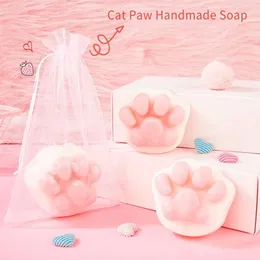 El yapımı sabun derin temizleme kedi pençe beyazlatıcı sabun vücut banyo yüz sabun nazik temizlik kız için en iyi hediye sevimli tasarım güzel ambalaj