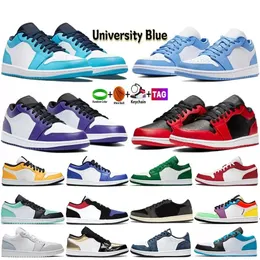 2023 Men Basketball Shoes Electro Orange Obsidian UNC 1S Low Hyper Royal University Blue Court Purple Royal Pine Green Women Trainers Sports Sneakers 36-45