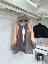 Women's Summer Long Hoodie Jacket Waterproof Windproof Loose Coats Long Sleeve Patchwork Casual Coats