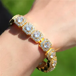 12 5mm Fashion Rapper Wristband Chains Bracelets for Women Guys Hop Hop Gold 18K Cubic Zircônia Mens Cluster Diamond Tennis Chain 290j