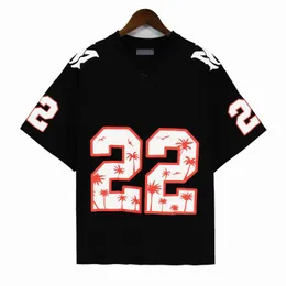 2023 Herr AM T -skjorta broderi Kort ärmdräkt Chenille Tracksuit Black Cotton London Streetwear Top Tees Overdimensionerade 22 Football Tee
