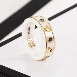 Anel de marca de luxo anel de cerâmica requintado padrão de terra estrela anéis de amantes da moda combinando caixa de presente2827
