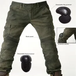 Mäns motorcykelbyxor Uglybros Motorpool Stylish Riding Jeans Racing Protective Pants of Locomotive Black Stain Over Olive G343Q