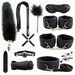 Bondage Leather BDSM Kit Bondage Set Adult Toys Sex Games Handcuffs Whip sm Sex Toy Kits Exotic Accessories Erotic Sex Toys for Couples 230720