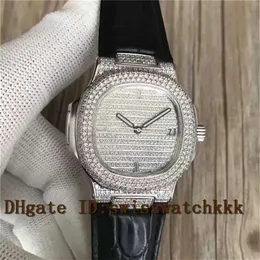 جديد 5719 مصمم Diamond Watch Cal 324SC Automatic 28800VPH 18K Platium Case Sapphire Crystal Leather Strap Power Reserve 1855