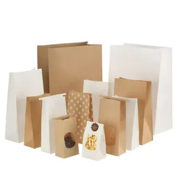 2000 bitar av japansk Kraft Paper Oil-Proof Food Bag Square Bottom Disponible Take-Out förvaringsförpackningspåsar Brödstorlek 90 55 180255V
