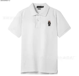 Golf New Little Bear's Solid Polo T-shirt z bawełnianą haftą duża luźna koszula polo krótka rękaw