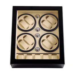 Watch Boxes Winder LT Wooden Automatic Rotation 8 5 Storage Case Display Box 2023 StyleInside White Outside Black238S