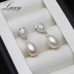 Stud Fashion Freshwater Pearl Earrings Womens Straight Drop 925 Silver Natural Wedding Jewelry 230719